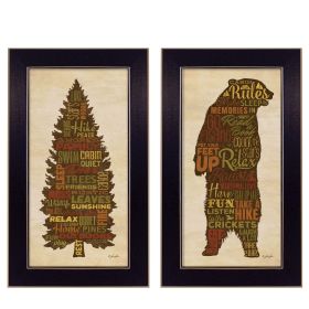 Trendy Decor 4U "Cabin Rules" Framed Wall Art, Modern Home Decor Framed Print for Living Room, Bedroom & Farmhouse Wall Decoration by Lauren Rade