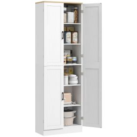 HOMCOM 67" Freestanding Kitchen Pantry, 4-Door Storage Cabinet Organizer with Adjustable Shelves, Kitchen Cabinet with Doors and Shelves
