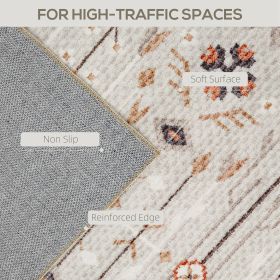 Machine Washable Area Rug 4x6, Non-Slip Boho Flannel Print Floor Carpet For Living Room, Bedroom, Dining Room, Brown (Color: Brown)