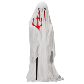 4.3ft Halloween Decorations Outdoor Life Size Animatronics Ghost With Trident, Sound-Actived Party Decor With Green Lights And Creepy Sound, Scar (Option: Default title)