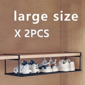 "European Style Shoe Rack - Heavy-Duty Adjustable Shelves + Storage Basket" (Capacity: black large size*2)