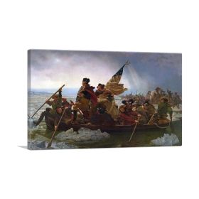 Washington Crossing The Delaware 1851 (Type: Standard Framed Canvas Print, size: 32" x 24" / 80cm x 60cm (approx))