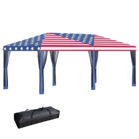 Large Pop-up Canopy Tent With Mesh (Color: Blue)