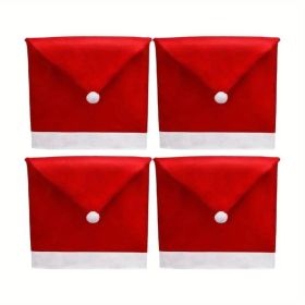 4pcs 12pcs Christmas Chair Covers Santa Hat Chair Covers Christmas Chair Back Covers (Option: 4pcs)